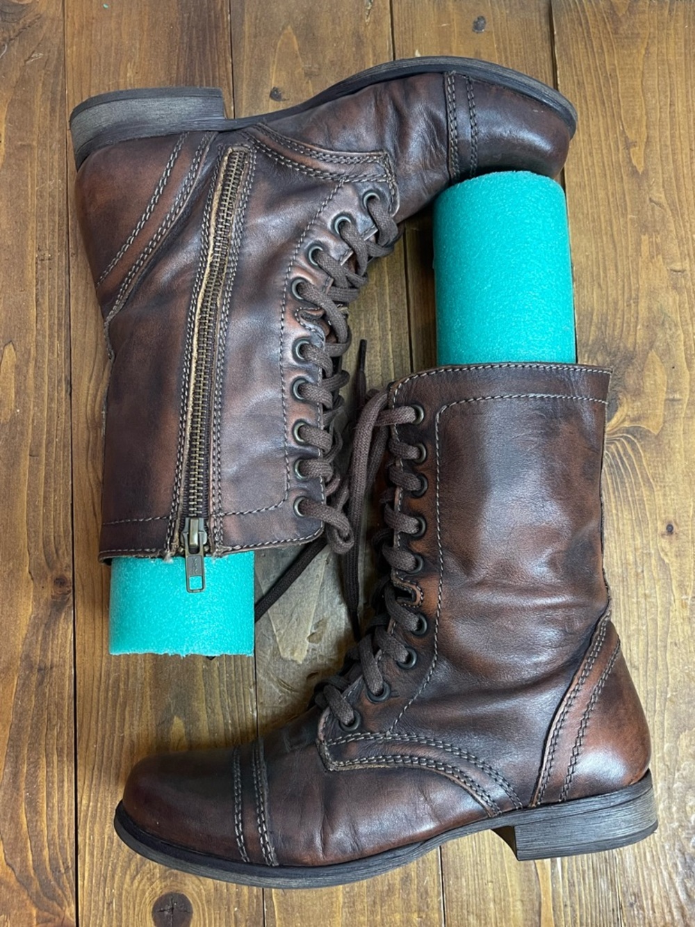 Steve Madden Womens size 6.5 Troopa brown leather lace up boots - Picture 5 of 9